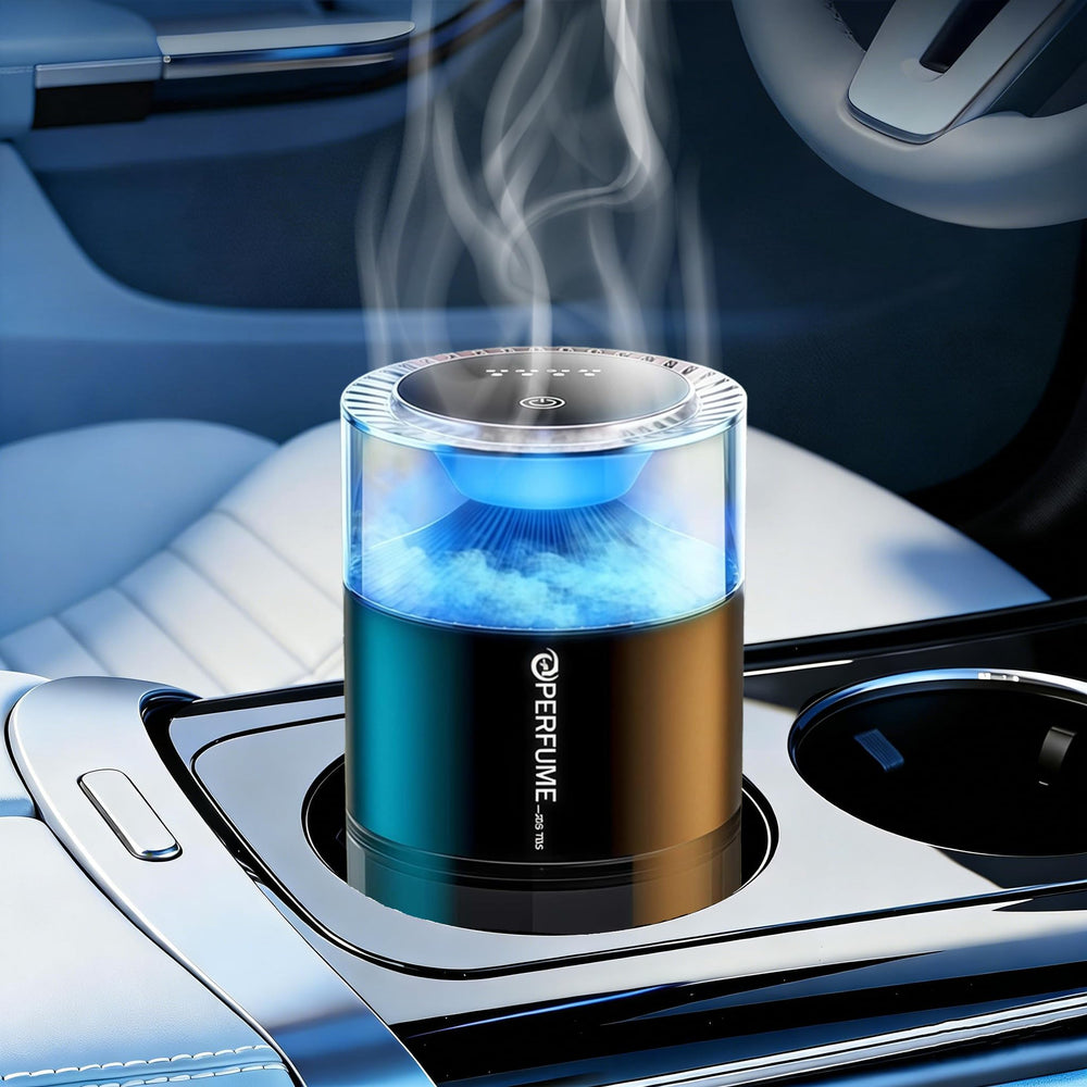 TRROCC smart car perfume diffuser front view with azure ocean fragrance in cabin