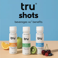 Tru Focus Shot energy boost visual suggests alertness without sugar crash