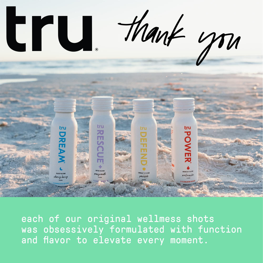 12-pack Tru Focus Shots on-the-go display for busy days.
