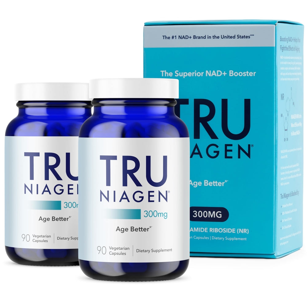 TRU NIAGEN bottle front showing NAD+ support for daily energy