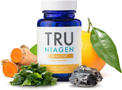 TRU NIAGEN Immune bottle closeup for daily immune support and NAD+ synergy.