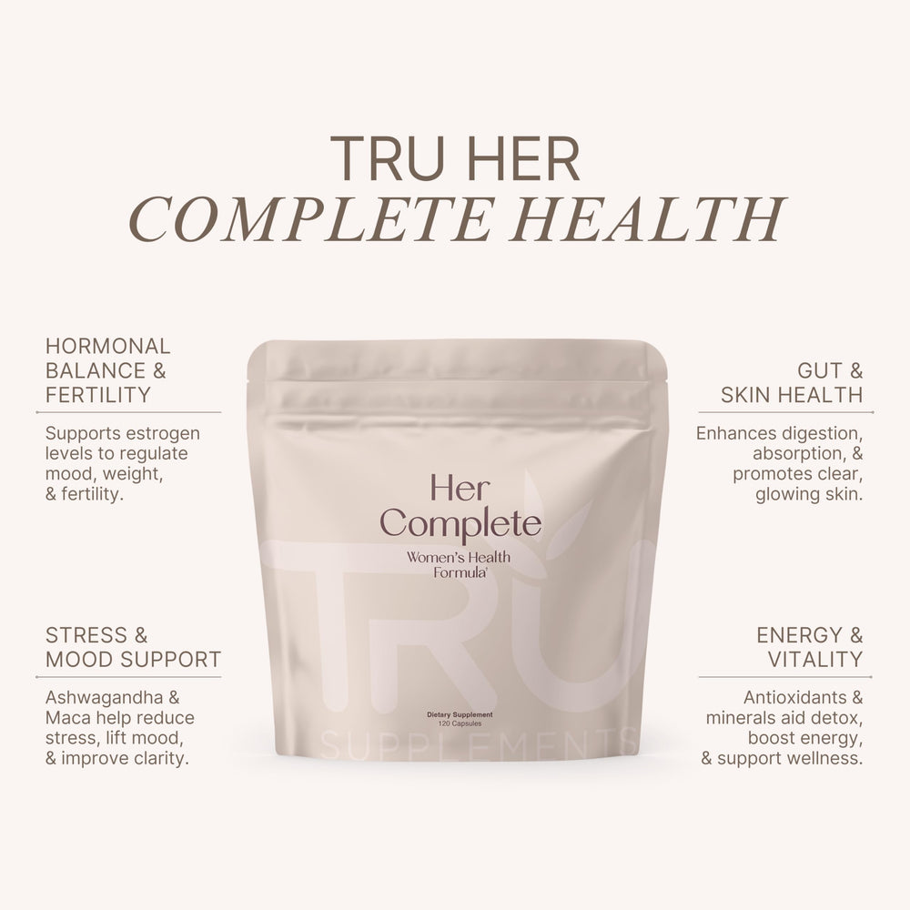 TRU Supplements HER packaging box displays trusted, complete daily formula.