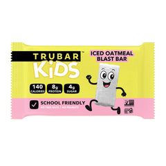TRUBAR Kids Protein Bars Iced Oatmeal Blast in lunchbox for convenient energy.