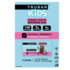 TRUBAR Fudge-Tastic Brownie close-up with real cocoa and soft texture.