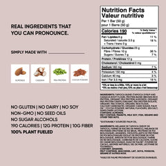 TRUBAR vegan protein bar texture close-up – soft, chewy bite.