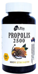 True Blue Propolis 2500 bottle label highlights premium strength and natural immune support.