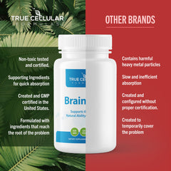 True Cellular Formulas BrainDTX label detail showing alpha-lipoic acid and biotin.
