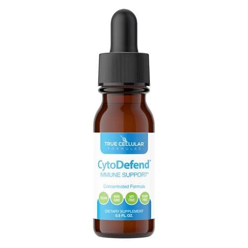 True Cellular Formulas CytoDefend bottle-front for portable immune support on the go