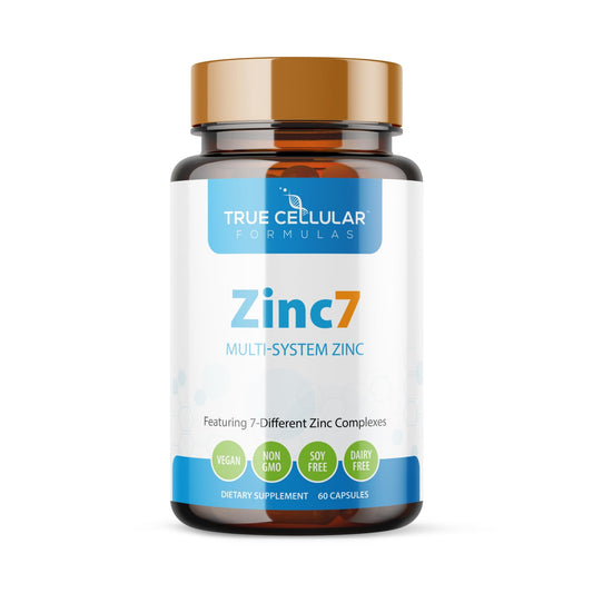 True Cellular Formulas Zinc7 bottle front for daily immune support and energy