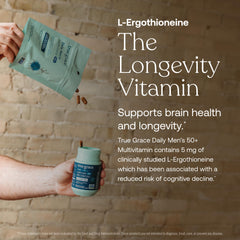 True Grace Daily Multivitamin 50+ vegan D3 visual, supports bone and immune health.