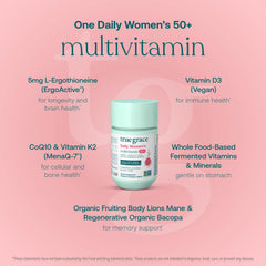 True Grace Daily Women’s Multivitamin tablets on counter, easy-to-swallow for daily use