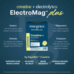 True Grace ElectroMag + Creatine Lemonade dissolving in water during workouts.