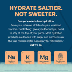 Electrolyte minerals lineup highlights sodium, chloride, potassium, and magnesium in ElectroMag.