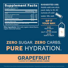 True Grace ElectroMag grapefruit mix dissolving in water for refreshing hydration.