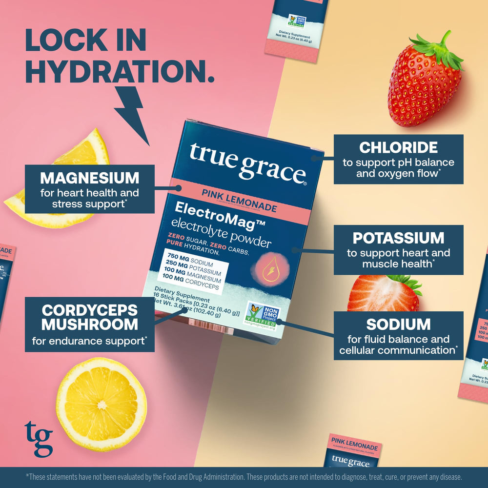 ElectroMag non-GMO seal and clean nutrition for hydration.