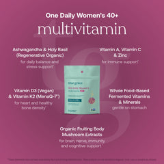 Dispensing capsule from True Grace One Daily bottle for a simple routine.