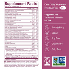 Close-up of True Grace multivitamin 40+ label highlighting active nutrients.