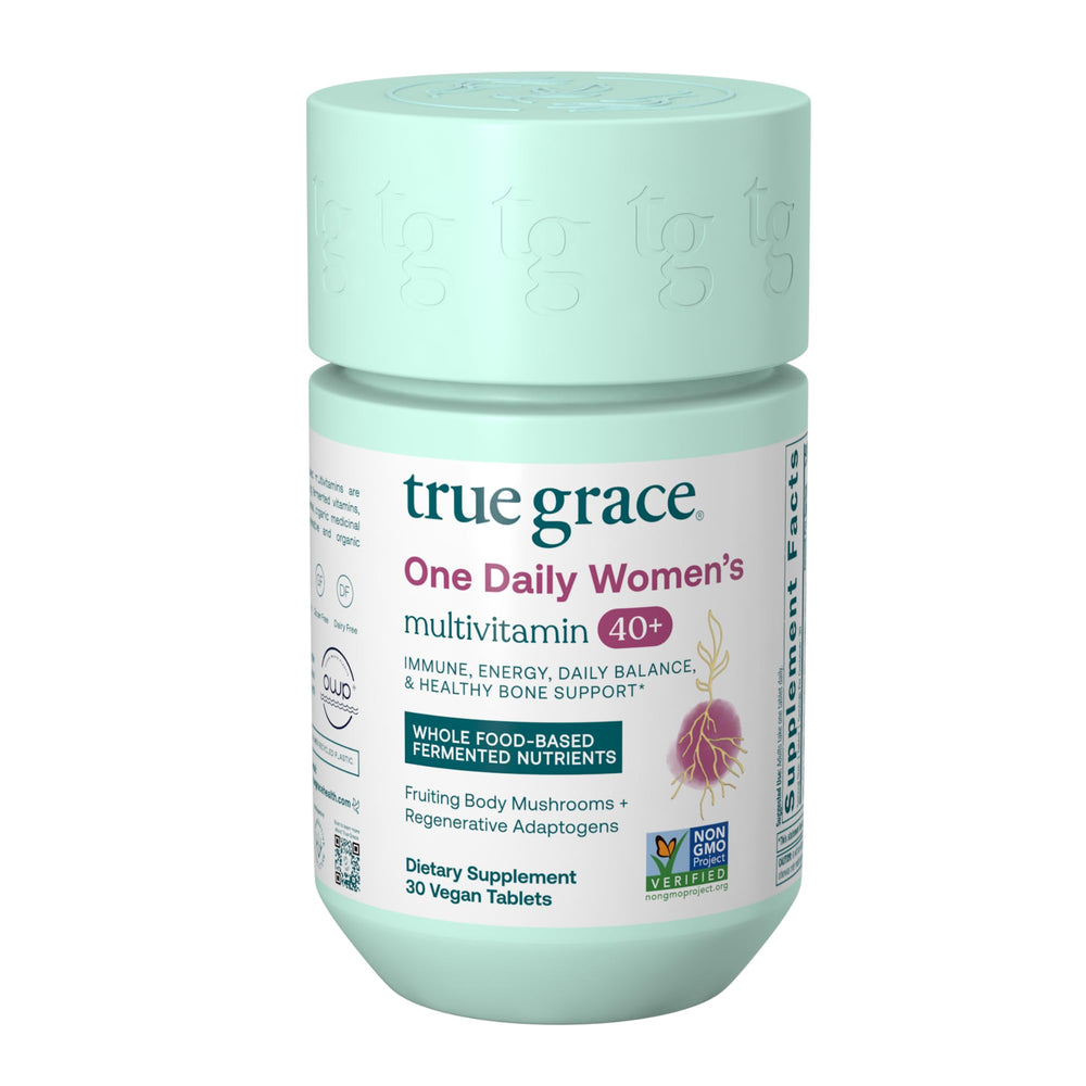 True Grace One Daily Women's Multivitamin bottle front for daily energy support.