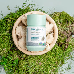 True Grace Lion's Mane capsules inside view showcases consistent plant-based capsules.