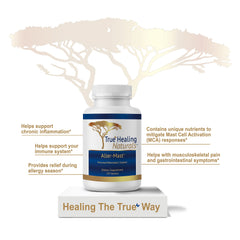 True Healing Naturals Aller-Mast label close-up reveals key ingredients for immune-related comfort
