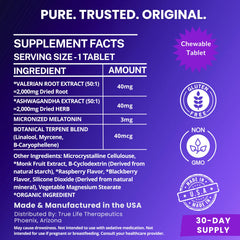 Melatonin terpene blend close-up suggesting potential faster sleep onset