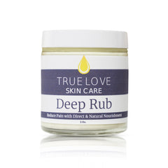 True Love Deep Rub Pain Cream tube close-up, showcasing a non-greasy, fast-absorbing formula.