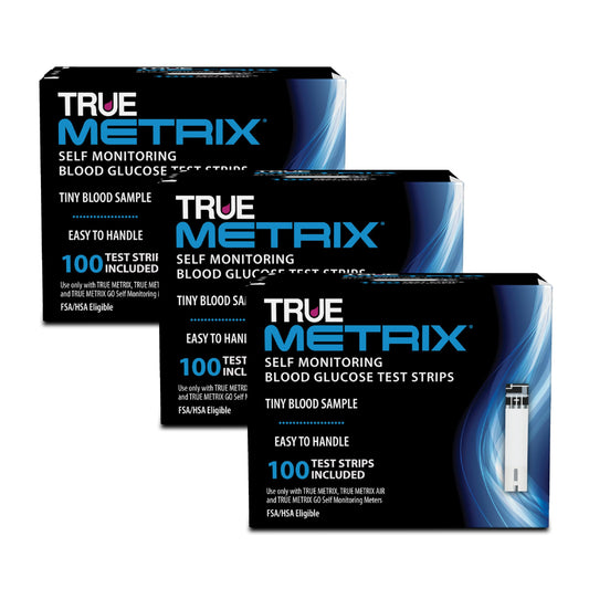 TRUE METRIX blood glucose strip 100-count pack offers convenient at-home testing.