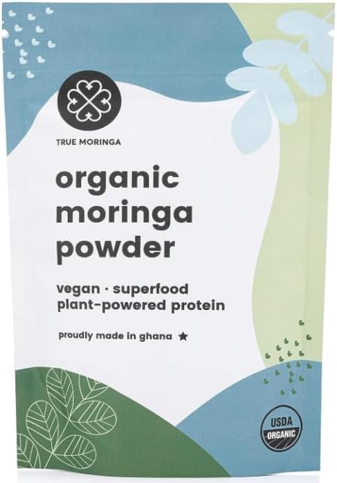 True Moringa organic moringa powder jar for daily nutrition and purity.