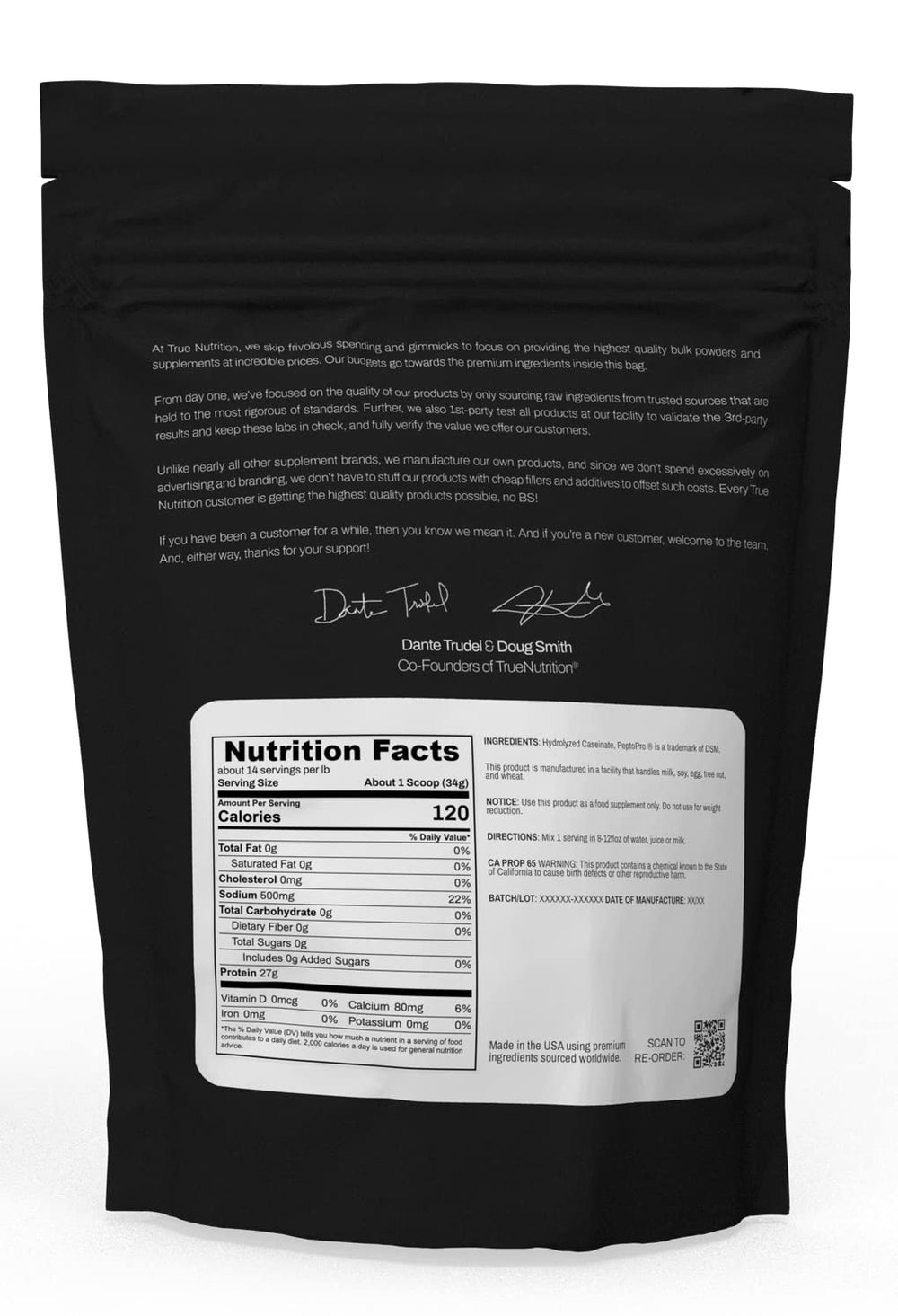 True Nutrition hydrolyzed caseinate, seamless blend for intra-workout shakes or muscle-supporting protein intake.