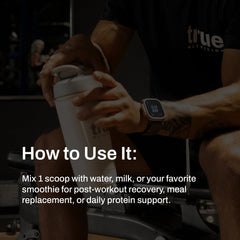 Close-up label of True Nutrition Isolate Cold-Filtration highlighting purity.