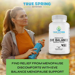 True Spring Eve Balance bottle side panel with dosage for daily use