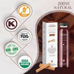 True Vine cinnamon bottle side angle against clean kitchen backdrop for everyday supplementation.