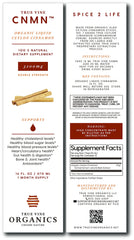 True Vine cinnamon extract bottle beside fresh spices for culinary and wellness routines.