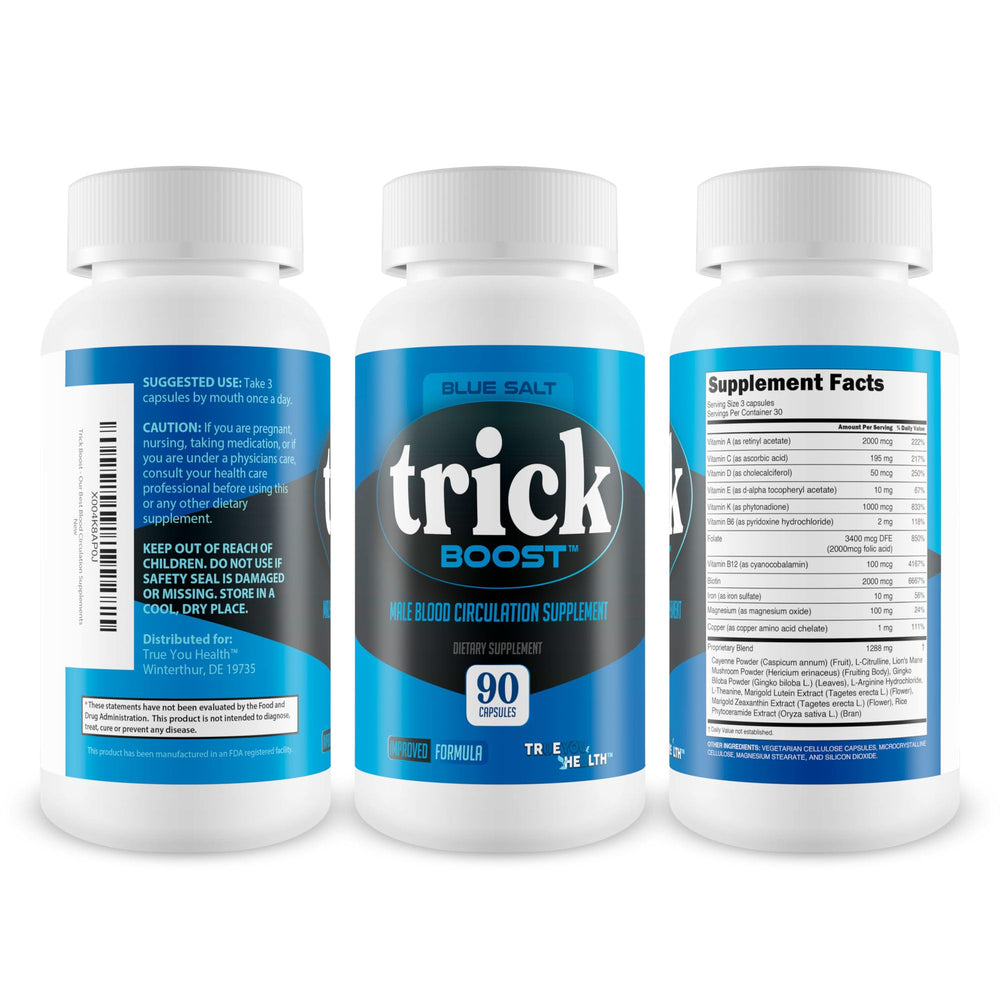 True You Health Blue Salt Trick Boost label highlights key ingredients.
