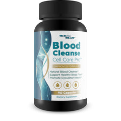 True You Health Blood Cleanse Cell Care Pro bottle closeup with capsules for blood circulation support