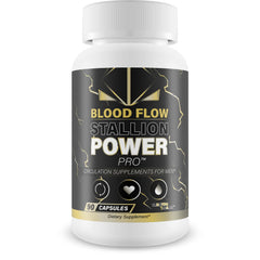 True You Health Blood Flow Stallion Power Pro bottle showing daily circulation support for men