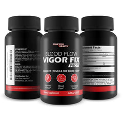 True You Health Blood Flow Vigor Fix Pro label closeup highlights reliable quality for daily use