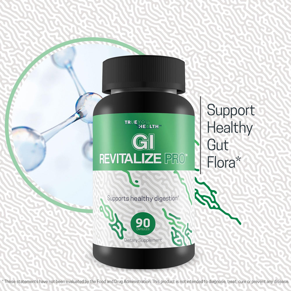 True You Health GI Revitalize Pro ingredients image highlights minerals and antioxidants.
