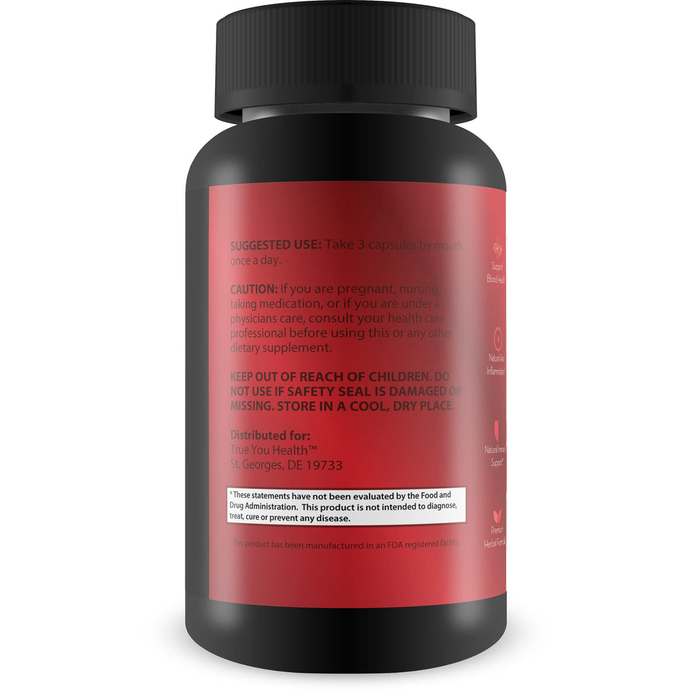 True You Health Sebi Blood Health Support berberine supports metabolic balance and antioxidant protection.