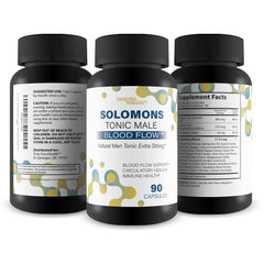 Solomons Tonic packaging flatlay with bottle and insert.