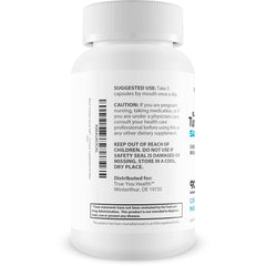True You Health turmeric-curcumin blend jar with ginger evokes warm, earthy notes and antioxidant potential.