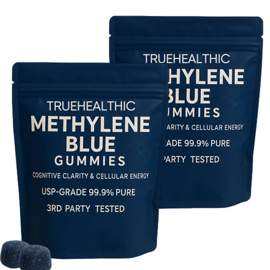 TRUEHEALTHIC Methylene Blue Gummies bottle shot for daily focus.