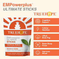 Truehope EMPowerPlus Ultimate Sticks close-up ingredients highlight Inositol and vitamins.