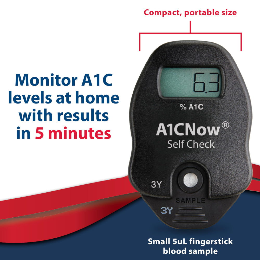 TRUEplus A1C Self Check fingerstick setup demonstrates minimal blood collection.