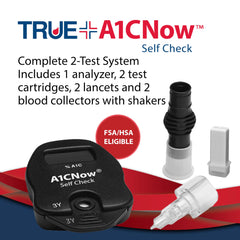 TRUEplus A1C Self Check components shown for quick, simple sampling.