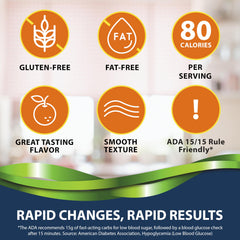 TRUEplus glucose gel orange flavor with smooth texture for easy swallowing.