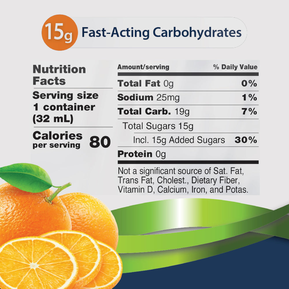 TRUEplus glucose gel orange pouch being squeezed during activity.