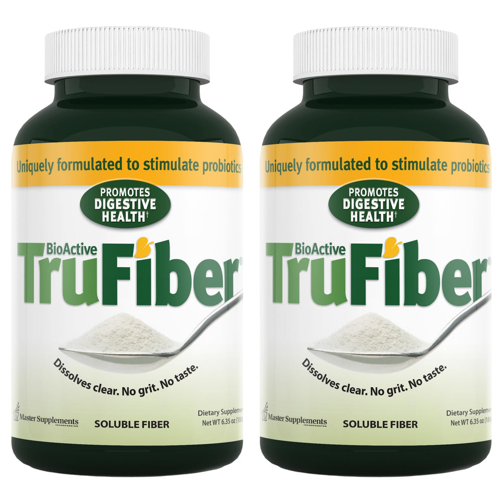 TruFiber bottle pour shows convenient daily prebiotic fiber for digestive balance.