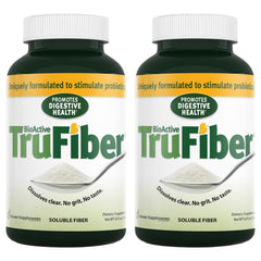 TruFiber bottle pour shows convenient daily prebiotic fiber for digestive balance.