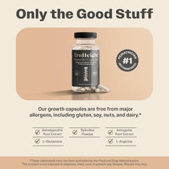 TruHeight ingredient card emphasizing Ashwagandha and vitamins for growth.